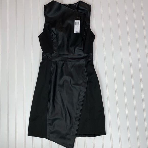 BCBGMaxazria Black Faux Leather Dress 4 NWT - Picture 3 of 9